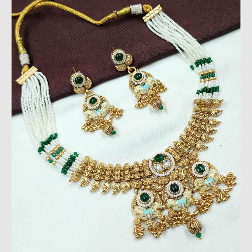 NAFJ Traditional Meenakari Necklace Set with Ruby Stones