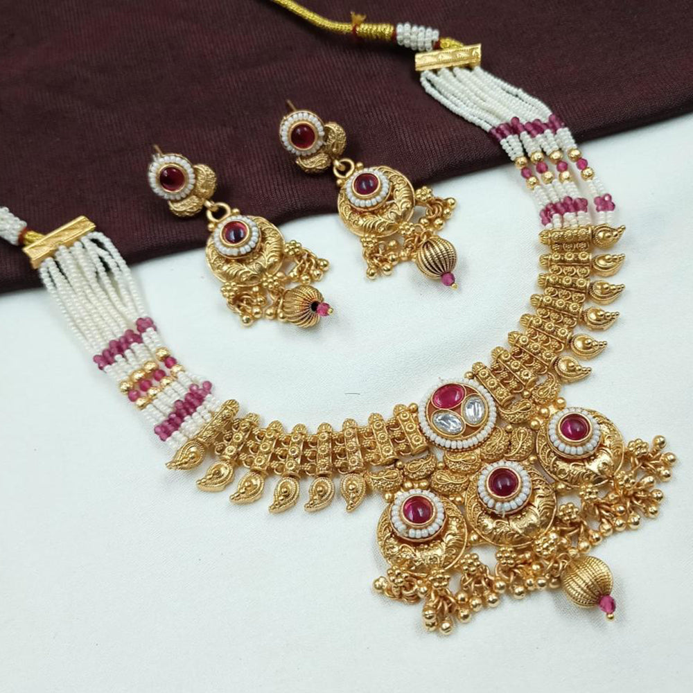 NAFJ Traditional Meenakari Necklace Set with Ruby Stones