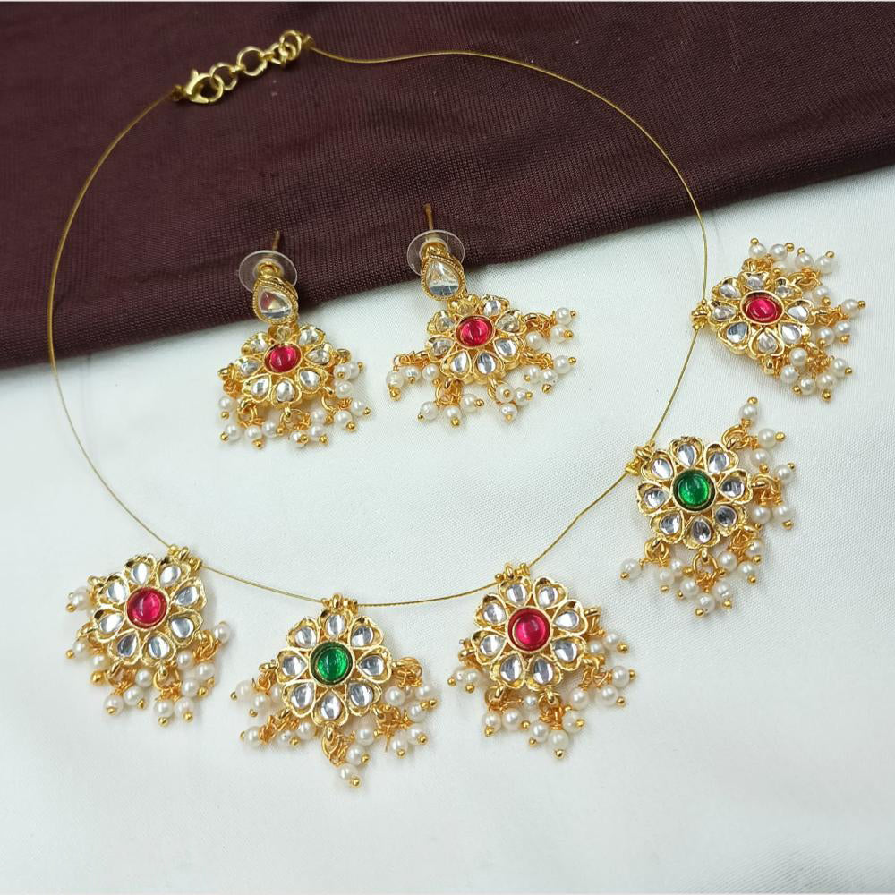NAFJ Premium Special Occasions Kundan And Pearl Necklace Set