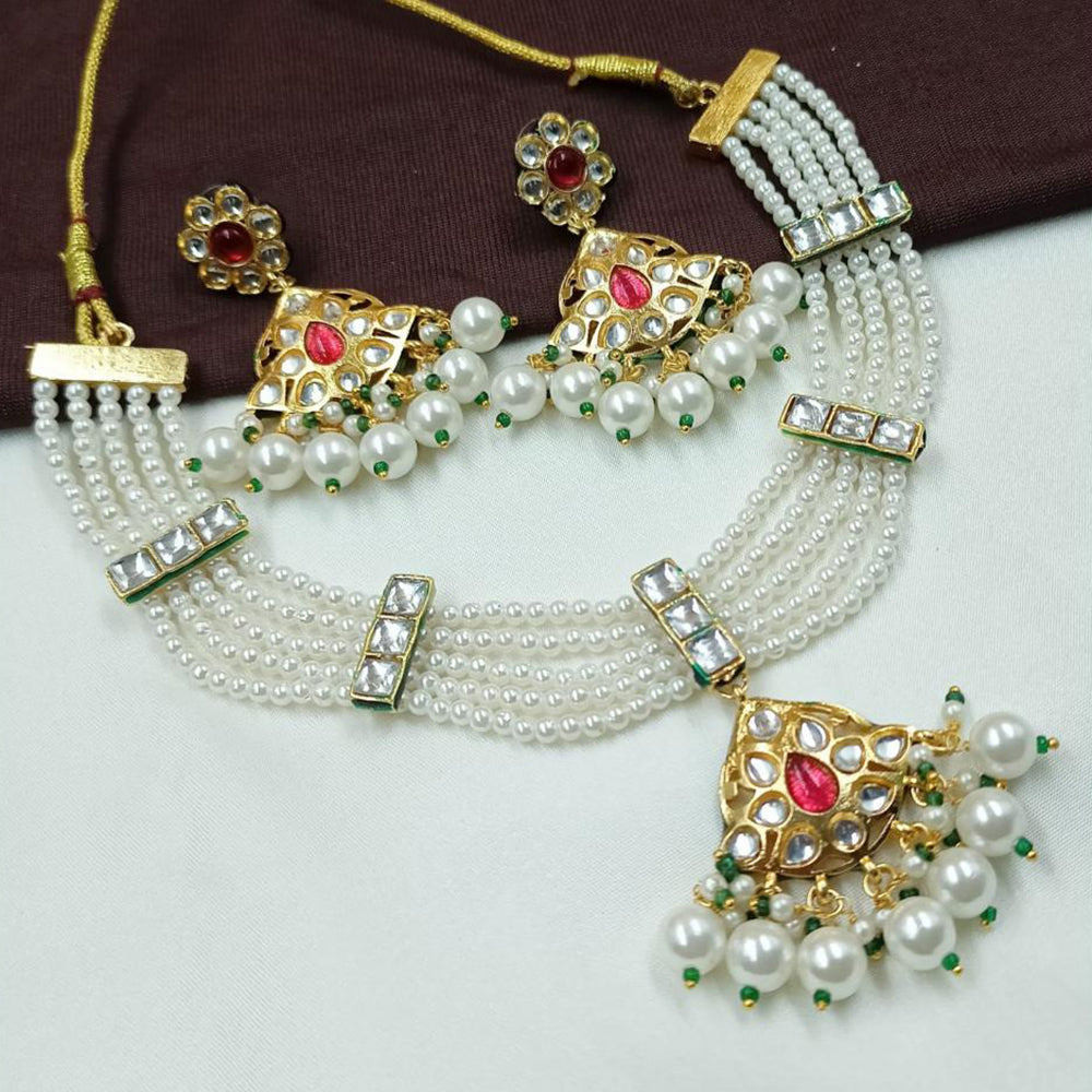 NAFJ Premium Special Occasions Kundan And Pearl Necklace Set