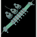 NAFJ Sparkling Crystal And Austrian Stone Designer Pearl Choker Necklace Set