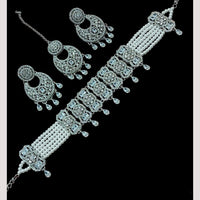 NAFJ Sparkling Crystal And Austrian Stone Designer Pearl Choker Necklace Set
