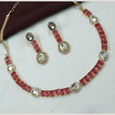 NAFJ Premium Polki Kundan And Shimmering American Diamond Necklace Set
