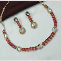 NAFJ Premium Polki Kundan And Shimmering American Diamond Necklace Set