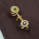 NAFJ  Luxe Gold Plated With Pota Stone & Pearls Meenakari Glow Ring