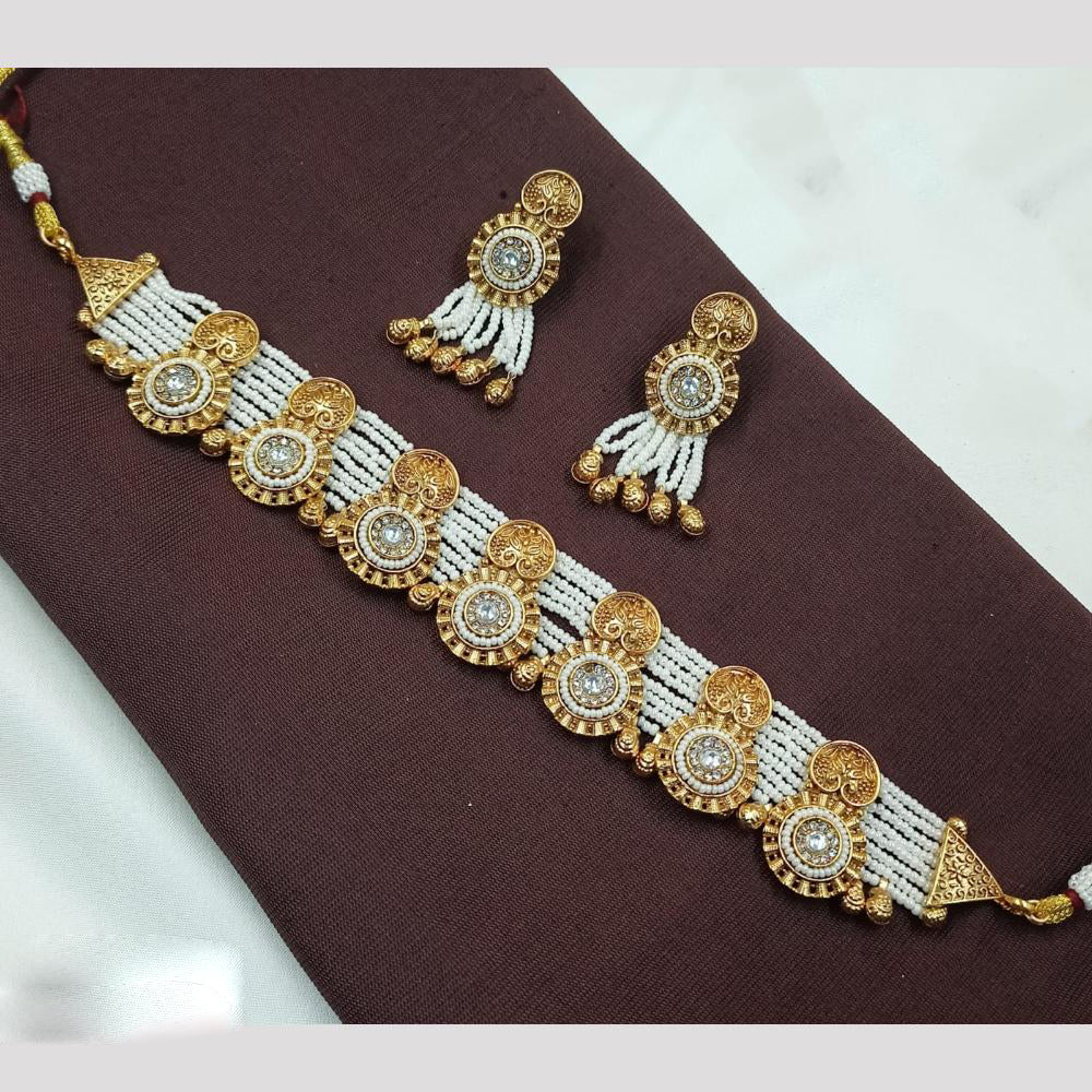 NAFJ Antique Finish Choker with Beads and Earrings