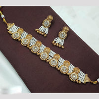 NAFJ Antique Finish Choker with Beads and Earrings