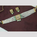 NAFJ Elegant Kundan Choker Necklace Set with Pearl Drops