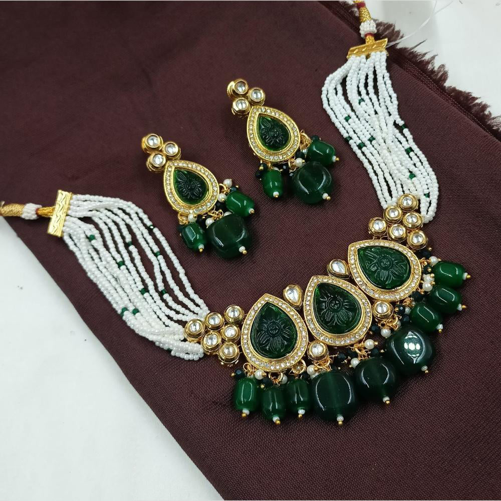 NAFJ Designer Pearls Kundan and Beads Choker Necklace set