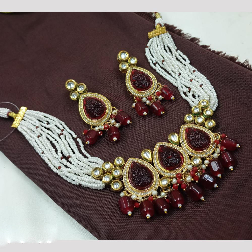 NAFJ Designer Pearls Kundan and Beads Choker Necklace set