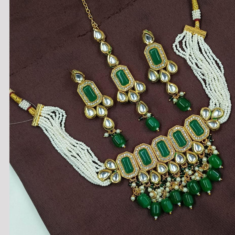NAFJ Designer Pearls Kundan and Beads Choker Necklace set