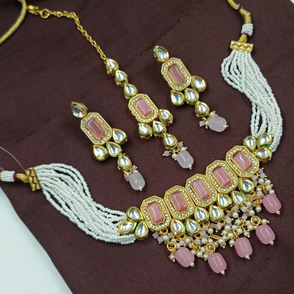 NAFJ Designer Pearls Kundan and Beads Choker Necklace set
