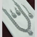 NAFJ Rhodium Crystal Stone Long Necklace Set