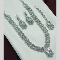 NAFJ Rhodium Crystal Stone Long Necklace Set