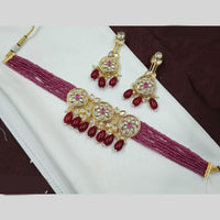 NAFJ Polki Kundan And Beads Choker Necklace Set