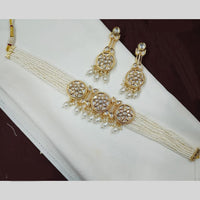 NAFJ Polki Kundan And Beads Choker Necklace Set