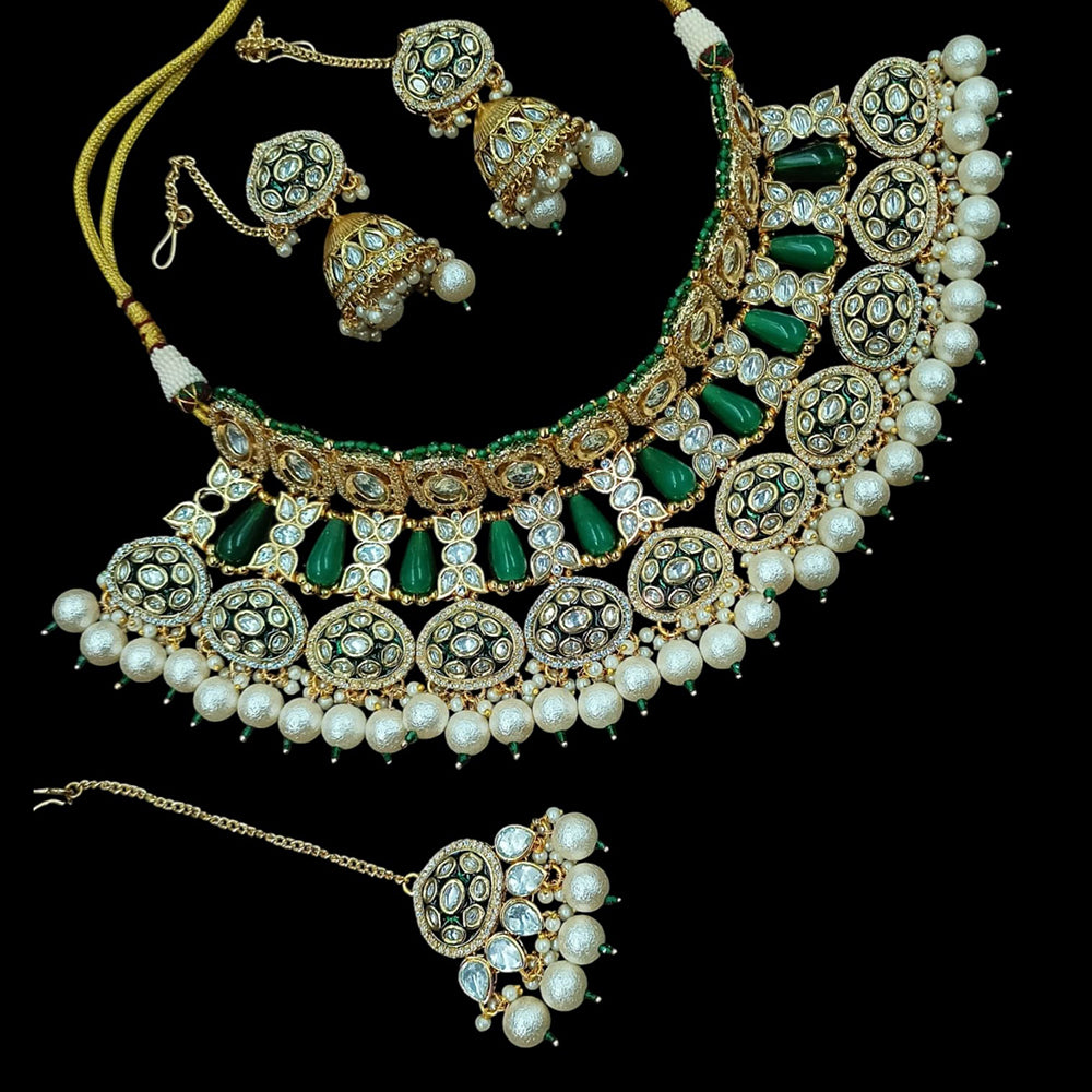 NAFJ Designer Polki Kundan And Beads Choker Necklace Set