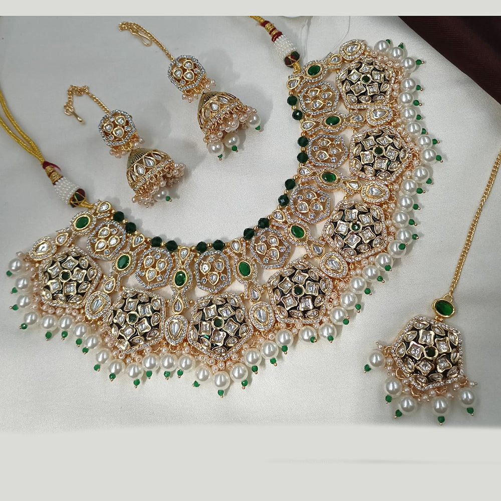 NAFJ Designer Polki Kundan And Beads Necklace Set