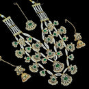 NAFJ Statement Kundan And Pota Stone Pearls Long Multi Layer Necklace Set 