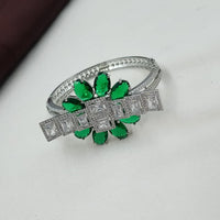 NAFJ Fashionable Rhodium Plated American Diamond Delicate Openable Bracelet