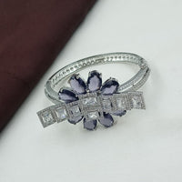 NAFJ Fashionable Rhodium Plated American Diamond Delicate Openable Bracelet