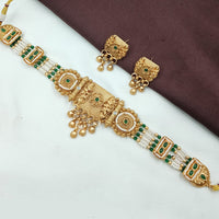 NAFJ Antique Choker with Pota Stone and Pearl Necklace Set