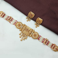 NAFJ Antique Choker with Pota Stone and Pearl Necklace Set