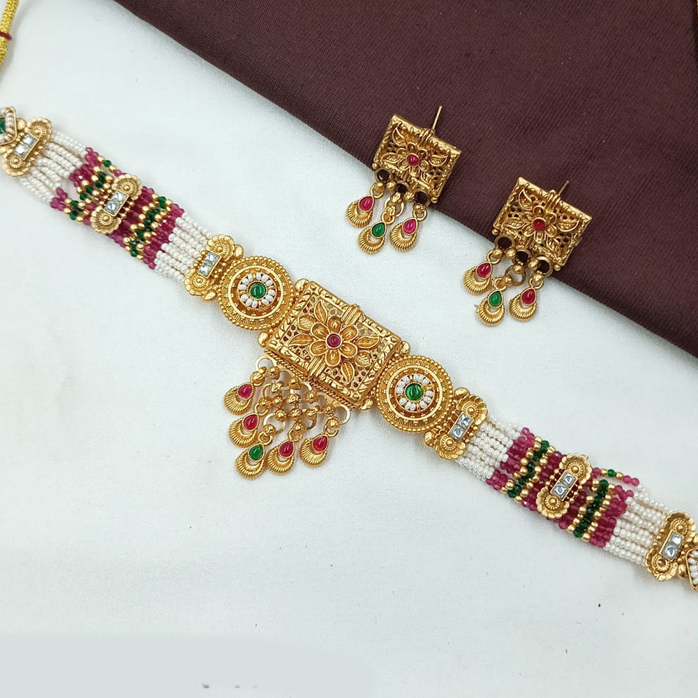 NAFJ Antique Choker with Pota Stone and Beads Necklace Set