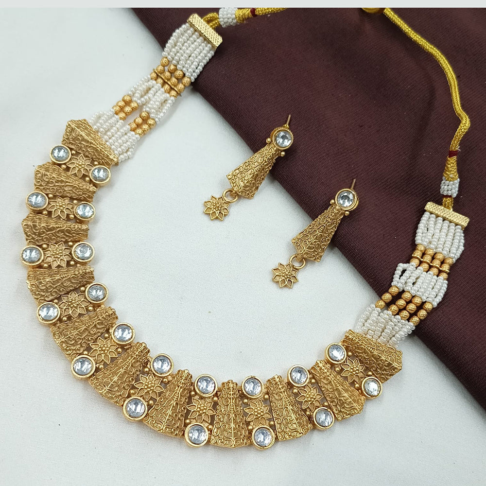 NAFJ Antique Kundan and Beads Necklace Set
