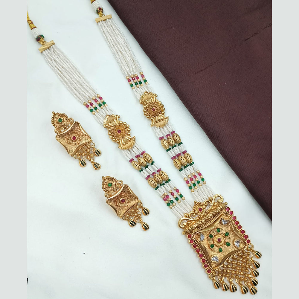 NAFJ Pota Stone And Pearl Long Necklace Set