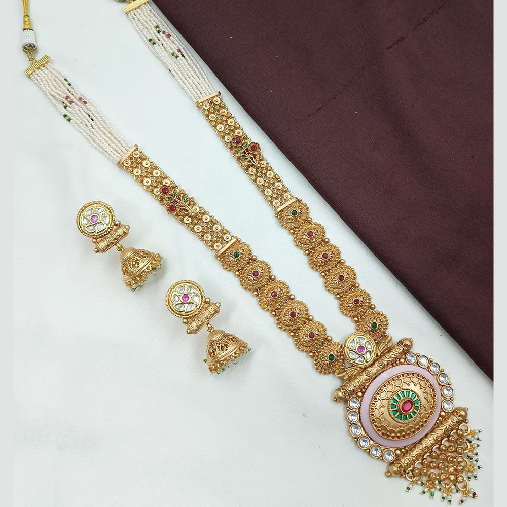 NAFJ Pota Stone And Pearl Long Necklace Set