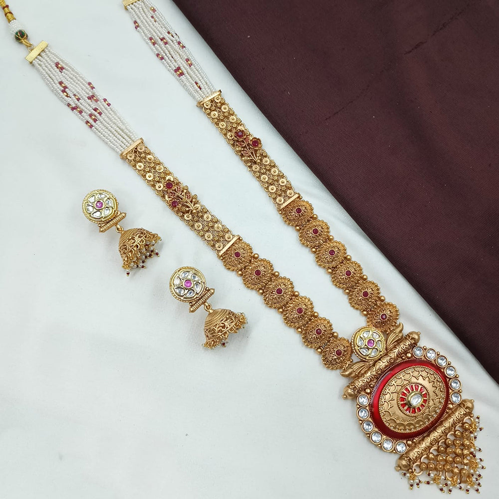 NAFJ Pota Stone And Pearl Long Necklace Set