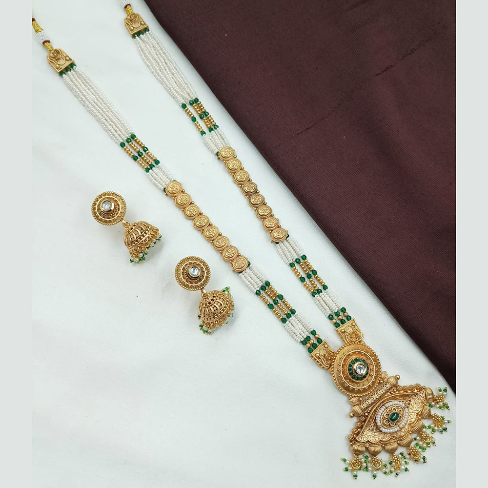 NAFJ Pota Stone And Pearl Long Necklace Set