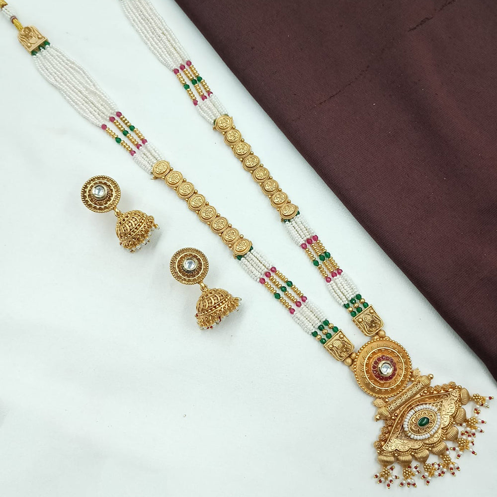 NAFJ Pota Stone And Pearl Long Necklace Set