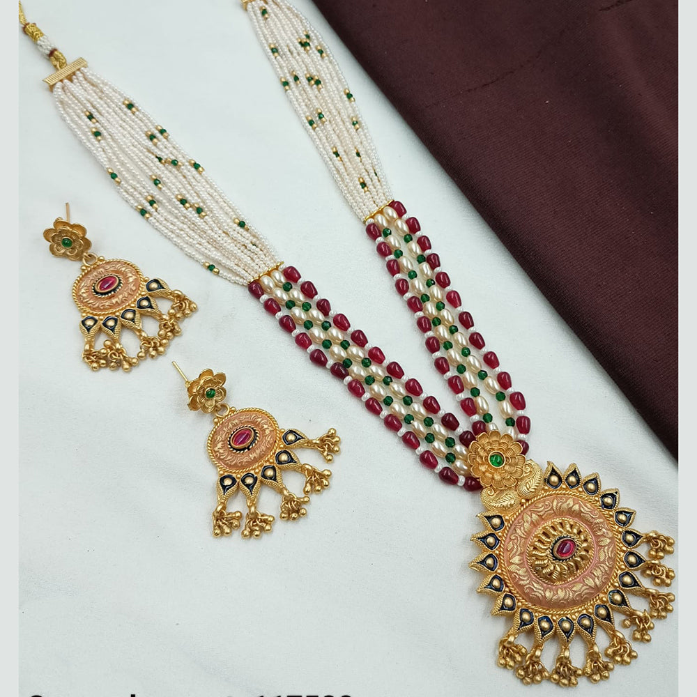 NAFJ Pota Stone And Pearl Long Necklace Set