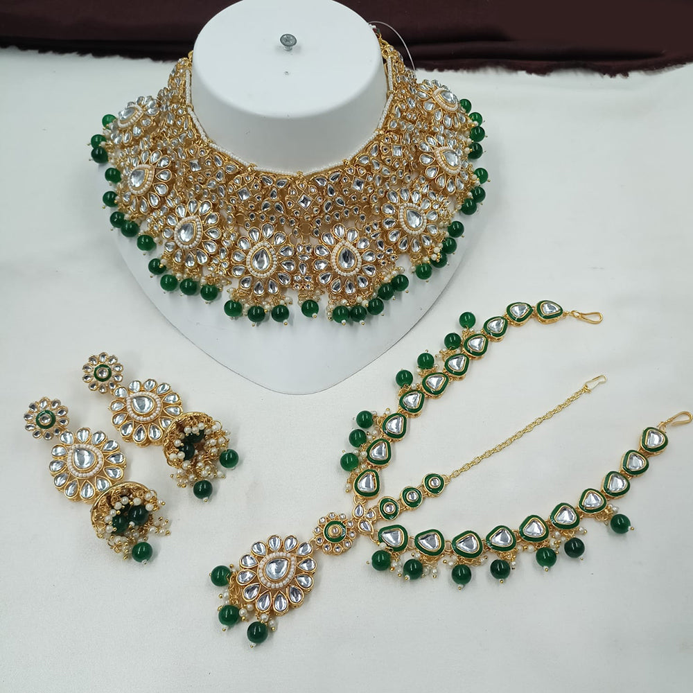 NAFJ Kundan and Pearls Choker with Matching Mangtikka Necklace Set