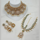 NAFJ Kundan and Pearls Choker with Matching Mangtikka Necklace Set