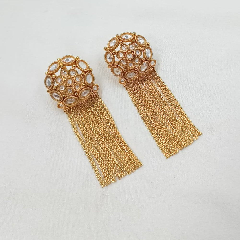 NAFJ Crystal Stone Royal Tassel Droplets Earrings