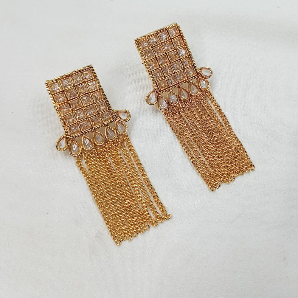 NAFJ Crystal Stone Royal Tassel Droplets Earrings