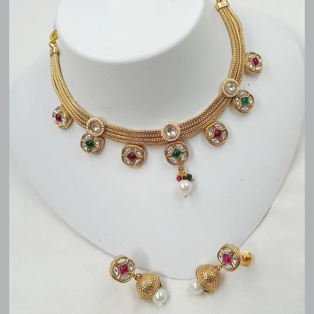 NAFJ Elegance Kundan and Pota Stone Necklace Set