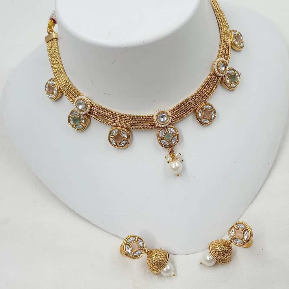 NAFJ Elegance Kundan and Pota Stone Necklace Set