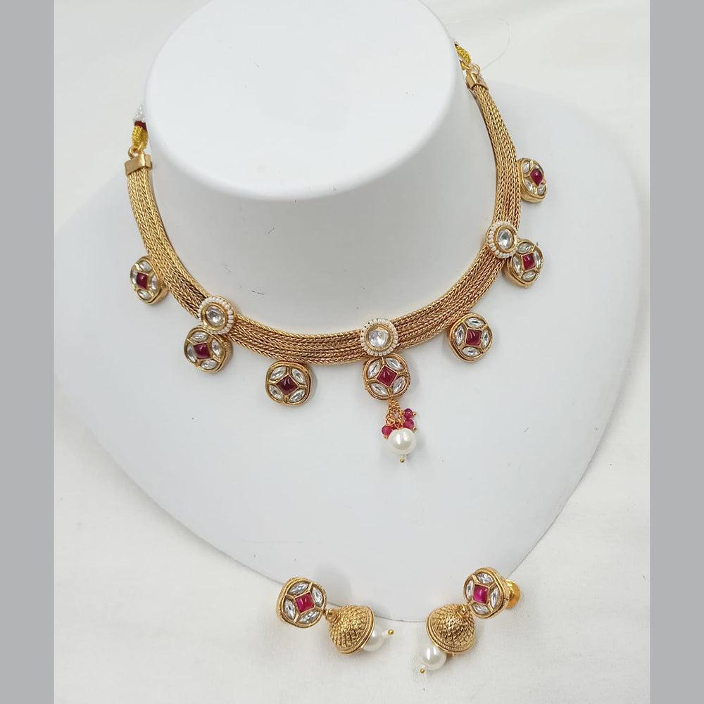 NAFJ Elegance Kundan and Pota Stone Necklace Set