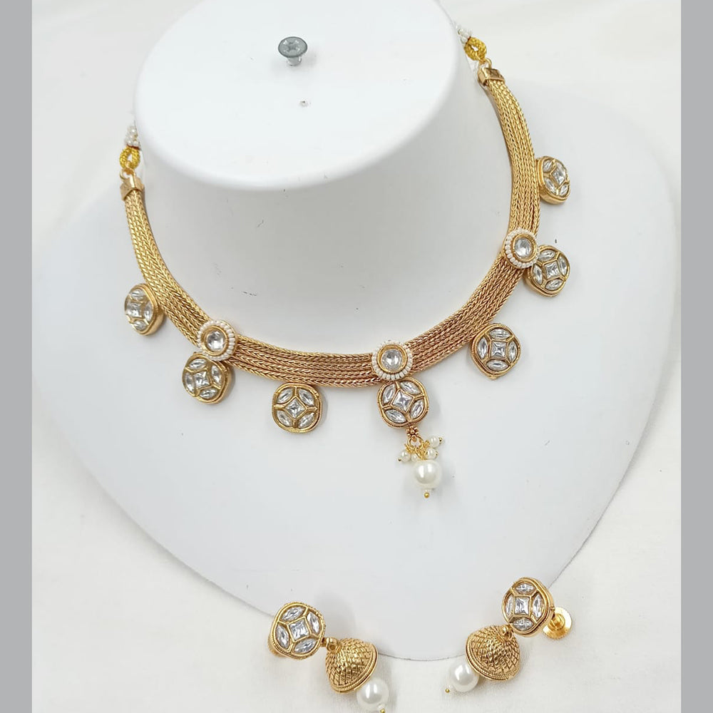 NAFJ Elegance Kundan and Pota Stone Necklace Set