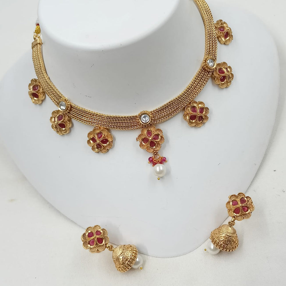 NAFJ Elegance Kundan and Pota Stone Necklace Set