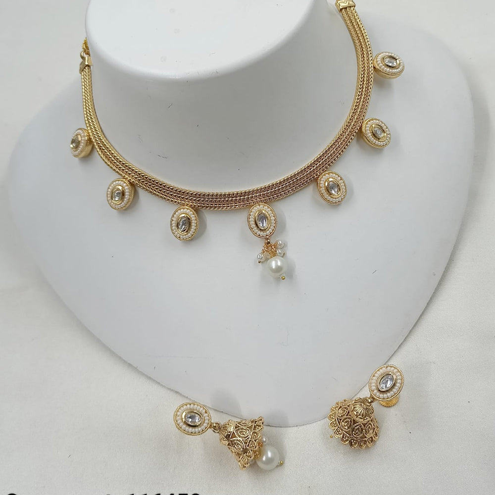 NAFJ Elegance Kundan and Pota Stone Necklace Set