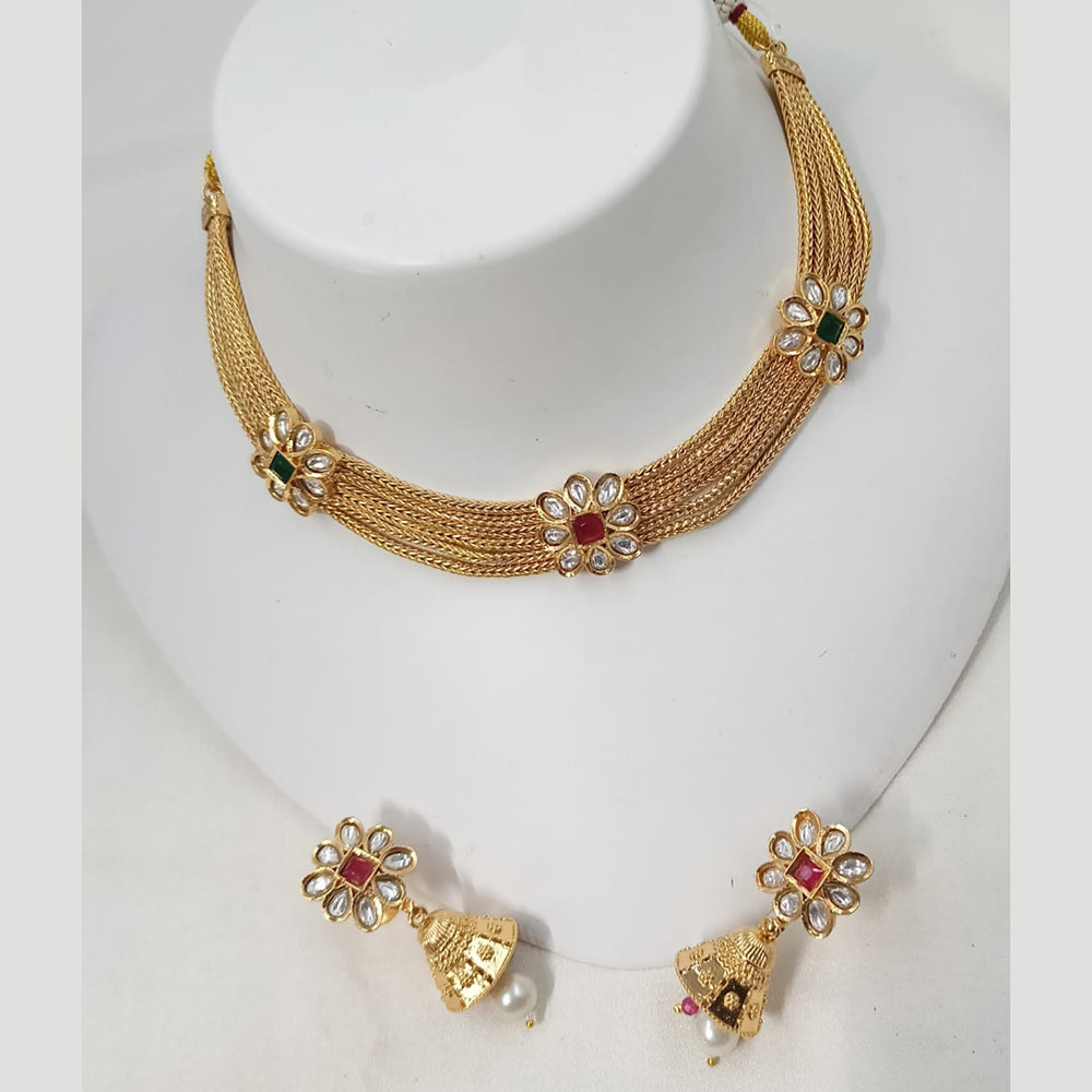 NAFJ Elegance Kundan and Pota Stone Necklace Set