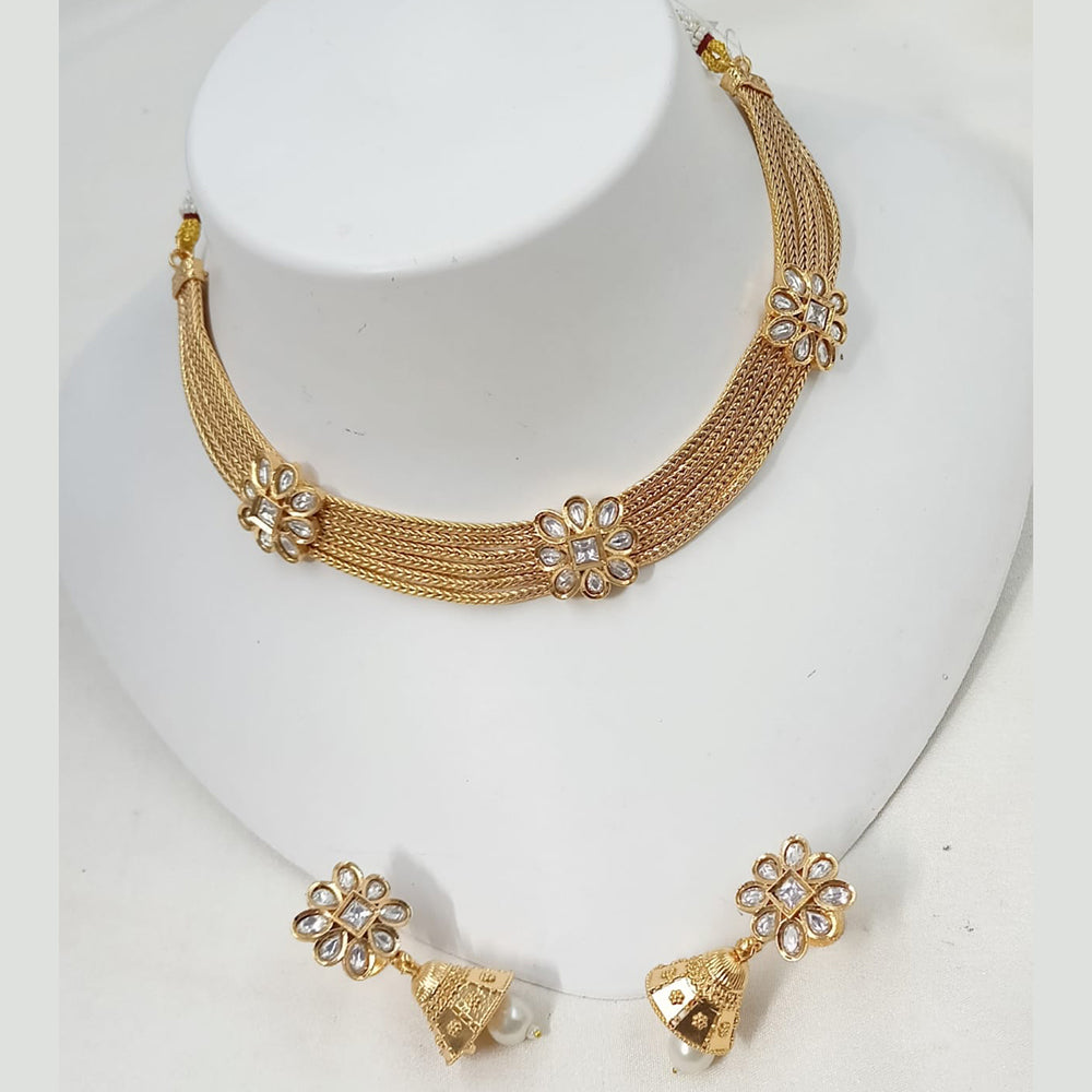 NAFJ Elegance Kundan and Pota Stone Necklace Set