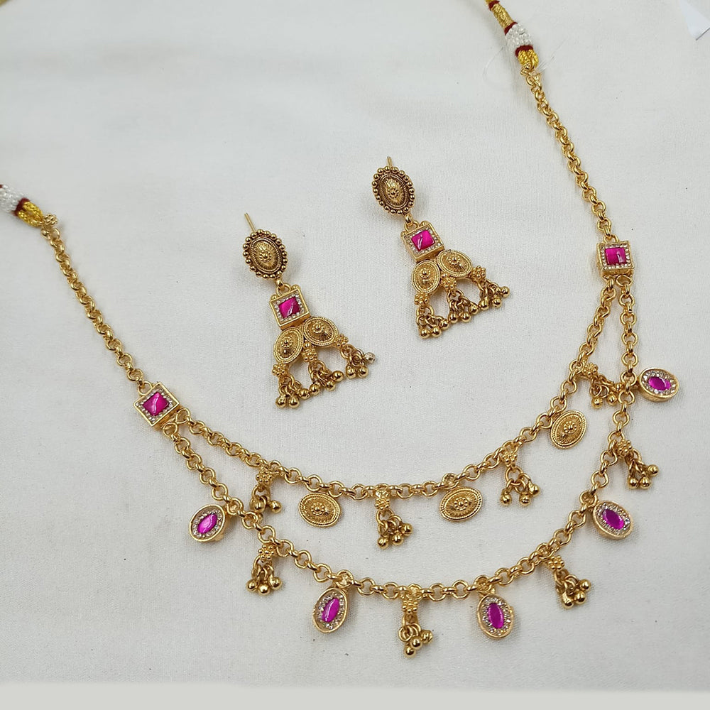 NAFJ Festive Bloom Double Layer Pota Stone Necklace Set