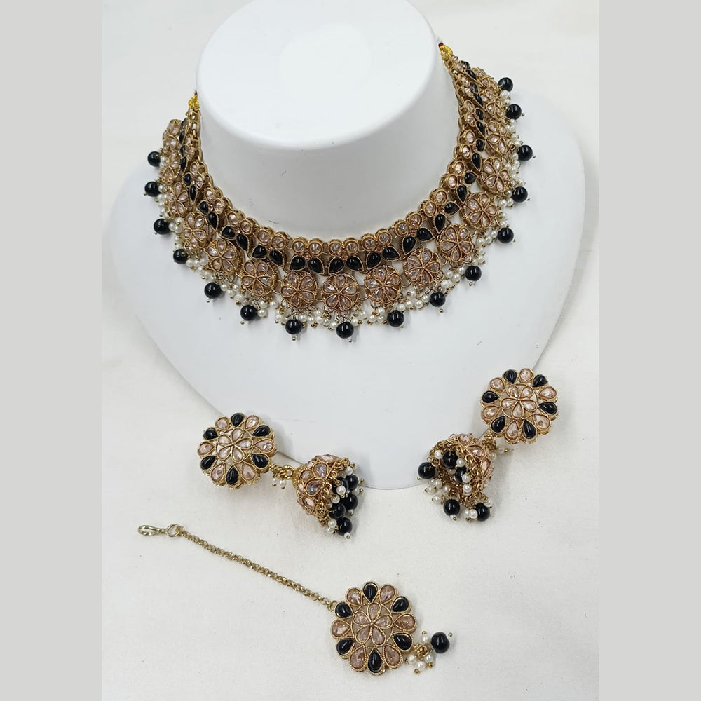 NAFJ Crystal And Pota Stone Beads Choker Necklace Set