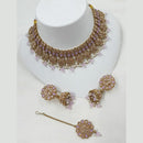NAFJ Crystal And Pota Stone Beads Choker Necklace Set